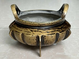 永し 明時代 古銅製 宣德爐 案頭香爐 置物擺件 古美術品 時代物 古董品 収集 中国唐物 旧家蔵出【128】