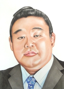 〇色鉛筆画・宅配８０サイズ・人物画 スポーツ選手 大相撲 (245×330) 絵画 横綱 若ノ花 若花田