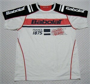 バボラ　Babolat　テニス用高機能/涼感ゲームシャツ・メッシュプラTシャツ　白色　サイズ M　吸水速乾/ストレッチ/UV機能　デサント製