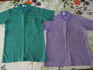 美品　２枚セット　ポロシャツ　半袖　綿100％　ラベンダー　紫　グリーン　緑　日本製