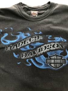 レア 00s ブルー フレーム harley davidson L )検 Tシャツ ハーレー ダビッドソン ヴィンテージ バンド レッチリ nirvana ファイヤー