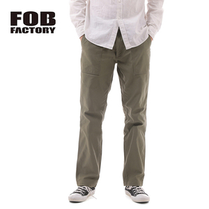 【サイズ 1】【S】FOB FACTORY エフオービーファクトリー バックサテン ベイカーパンツ オリーブ 日本製 F0431 BAKER PANTS ミリタリー