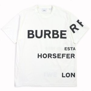 極美品▼BURBERRY バーバリー 8040691 ホースフェリー プリント オーバーサイズ ハーフスリーブ 半袖Ｔシャツ ホワイト XS 正規品 メンズ