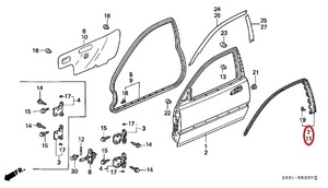 honda Genuine Parts Front Door Sub-Seal R/L EG civic 91-95 EG3/EG4/EG6/EJ1 2/3door サブシールフロントドア