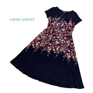 タグ付き LAURA ASHLEY【ローラアシュレイ】素敵な花柄 とろみ ワンピース 11号（UK12 EUR38 USA8 FR40)