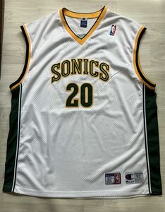 ★希少 NBA SONICS ゲイリー・ペイトン PAYTON #20 シアトル・スーパーソニックス Champion チャンピオン ユニフォーム シャツ　刺繍