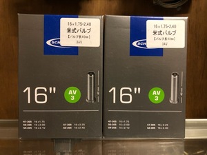 自転車　チューブ　16インチ　米式　SCHWALBE クリアーのバルブ　即決　送料無料　新品未使用　正規品　2本セット