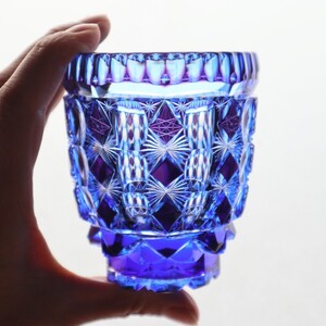 「 Fantasy 」石田 慎 作　切子　ガラス工芸　宙吹き　酒器　幻想的　美術品　ロックグラス　細工　cutglass　一点物　ファンタジー　 