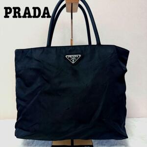 PRADA プラダ ナイロン テスート トートバッグ セミショルダー 肩掛け 三角ロゴ ポノコ ハンドバッグ 白タグ ブラック 黒 A4可 