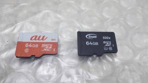 *Team/au　micro ＳＤXCメモリーカード 　64GB　2枚セット 中古動作品　