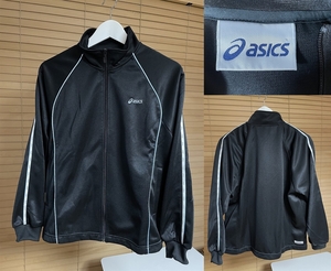 【激安1点のみ 国内正規品】asics アシックス ポリエステル100% 袖ライン ロゴ ジャージ トラックトップ ジャケット レディース L ブラック