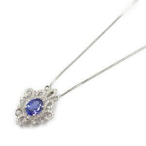 ジュエリー タンザナイト ダイヤ ネックレス ブランドオフ JEWELRY Pt900プラチナ ネックレス PT900/PT850 中古 レディース