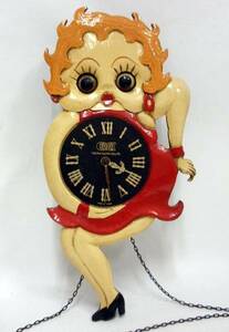 【1950年代ベティちゃんコレクション】目玉が動くベティちゃん木製掛時計