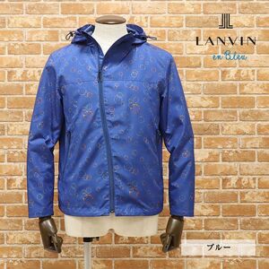 1円/秋冬/LANVIN en Bleu/52サイズ/マウンテンパーカー 撥水 軽量ポリ バブル シャボン玉プリント ゴルフにも 新品/青/ブルー/hb222/