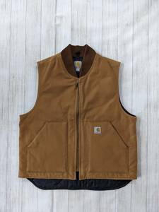 Carhartt/カーハート/DUCK VEST/ダックベスト/裏地キルティング/肉厚/キャメル系/SIZE L/ビッグシルエット