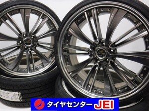 22インチ ウェッズ クレンツェ 245/30R22 9J+33 114.3 アルファード 新古タイヤ 中古ホイール【4本セット】送料無料(AMA22-0854）