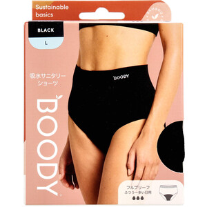 【まとめ買う】BOODY 吸水サニタリーショーツ フルブリーフ 普通～多い日用 Lサイズ ブラック×7個セット