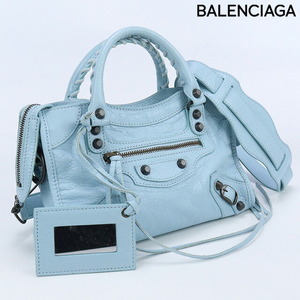 中古 バレンシアガ ハンドバッグ レディース ブランド BALENCIAGA クラシック ミニ シティ レザー 300295 ブルー バッグ