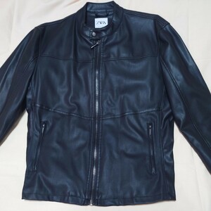  【超美品】ＺＡＲＡ ザラ合皮ジャンパー　8281/464/800/XL ライダースジャケット　XLサイズ　黒色　ブラック