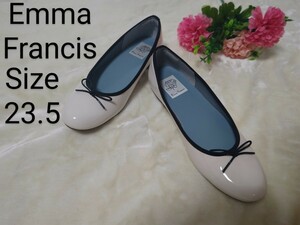 【レイン対応】エマ フランシス Emma Francis フラット バレエシューズ （ホワイト エナメル）サイズ23.5 パンプス