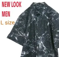 NEW LOOK MEN  ニュールックメン 黒 アート柄 半袖  総柄シャツ