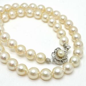 テリ良し!!大珠!!《アコヤ本真珠ネックレス》M 42.8g 約42cm 約8.0-8.5mm珠 pearl パール necklace ジュエリー jewelry DE0/DE0