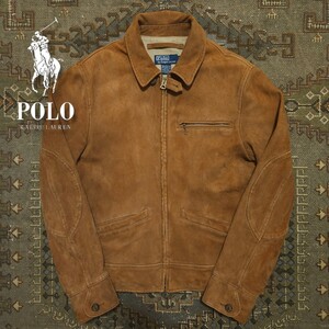 【逸品】 Polo Ralph Lauren Lambskin Suede Sports Jacket 【L】 ラムスキン スエード スポーツジャケット レザー 羊革 ライダース RRL 