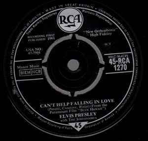 英7 Elvis Presley, The Jordanaires Cant Help Falling In Love / Rock-A-Hula Baby (Twist Special) 45RCA1270 RCA /00080