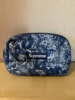 Supreme Puffer Pouch Blue Paisley 22FW