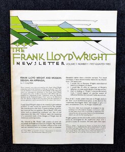 1980年 フランク・ロイド・ライト The Frank Lloyd Wright Newsletter 洋書 家具・椅子 チェア/モダン・デザイン/John H. Howe