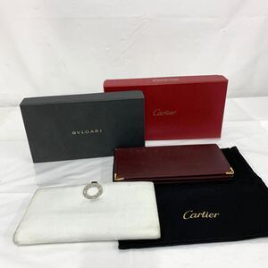 2点まとめ Cartier CARTIER カルティエ 長財布 レザー 札入れ 財布 ウォレット現状品 BVLGARI ブルガリ 長財布 カg