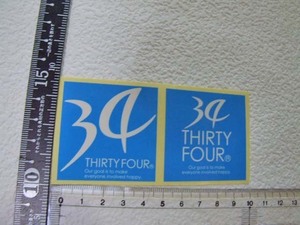 THIRTY３４FOUR/サーティーフォー/青/シート/ステッカー/シール ※ ヤフーショッピングストア/レア物商会・健美堂でも大量