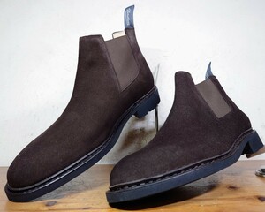 【試し履きのみ/未使用】FRANCE製 Paraboot/パラブーツ サイドゴアブーツ UK81/2 27.5cm相応 ブラウン スエード 茶/cheaney クロケット