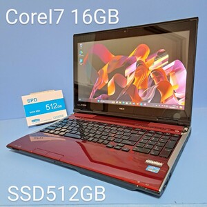 ★最強CoreI7★メモリ16GB★新品SSD512GB NEC/LL750/L/YAMAHAスピーカーWindows11HOME/ブルーレイ/Office2019H&B/Webカメラ/lavie/レッド