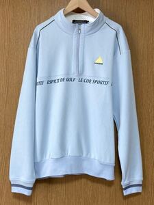 ☆極美品☆ le coq sportif ルコックゴルフ ウェア メンズ 長袖 ハーフジップ L ハイネック ブルー