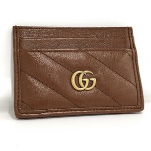 【中古】GUCCI カードケース GG ロゴ レザー ブラウン 443127