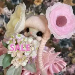 SALE 羊毛フェルト うさぎ 妖精 ギンガムチェック ハンドメイド