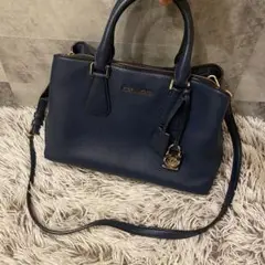 MICHAEL KORS ネイビー レザー ショルダーバッグ　鍵付き　2way