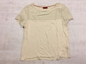 ヒューゴボス HUGO BOSS ラグジュアリースポーツ 半袖Tシャツ レディース シルク100% レーヨン100% 切替 S ベージュ