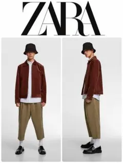 美品 ZARA ザラ コーデュロイ ジップアップ ブルゾン ジャケット ボルドー