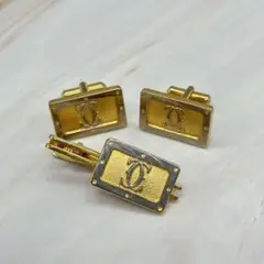 Cartier カフリンクス タイピン セット 2Cロゴ ヴィンテージ