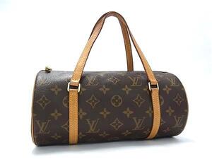 1円 ■美品■ LOUIS VUITTON ルイヴィトン M51385 モノグラム パピヨン30 円筒型 ポーチ付き ハンドバッグ トート ブラウン系 FK1700