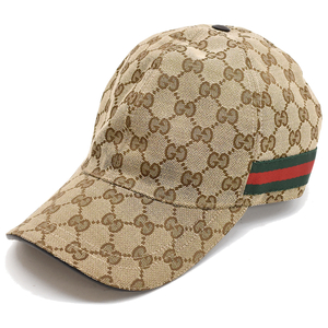 新品同様 グッチ ベースボール キャップ 帽子 200035 オリジナルGGキャンバス シェリー キャンバス ベージュGUCCI