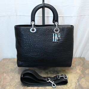 Christian Dior GRAIN LEATHER 2WAY SHOULDER BAG MADE IN ITALY/クリスチャンディオールディオリッシモシボレザー2wayショルダーバッグ