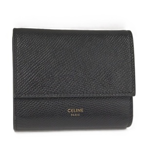 CELINE 三つ折り財布 レザー ブラック 10857