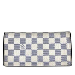 【真贋判定済】LOUIS VUITTON ルイヴィトン アズール ポルトフォイユプラザ N63506 ホワイト×ネイビー レディースウォレット B1221ULWUM