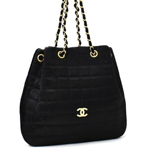 1円 ◎美品 CHANEL シャネル チェーンショルダートートバッグ ココマーク ハラコ ベロア レザー ブラック◎E.Cero.oR-24