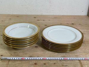 【長期保管品】食器 Noritake ゴールドライン パスタ皿 ソーサー ノリタケ 約18.7cm 約23cm 計12枚