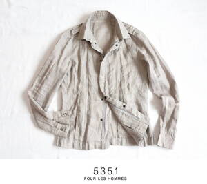 5351POUR LES HOMMES（5351プールオム）リネン麻100%・シャツジャケット1 日本製 サマージャケット　MADE IN JAPAN