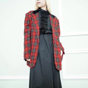 USA VINTAGE SAG HARBOR CHECK PATTERNED VELOUR COLLAR WOOL TAILORED JACKET/アメリカ古着チェック柄ベロア襟ウールテーラードジャケット